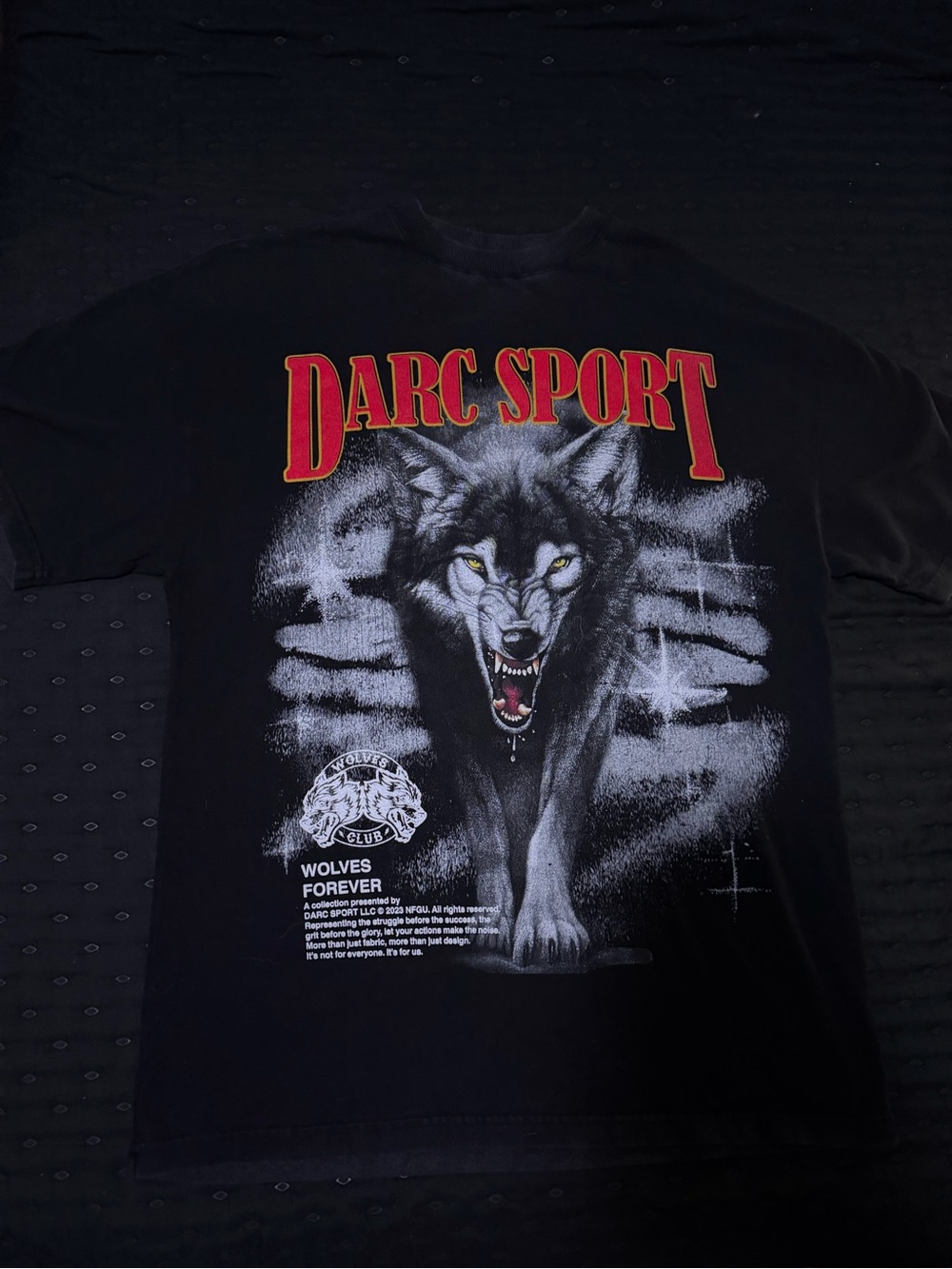 Darc Sport Black Wolf Graphic Short-Sleeve Tee with Red Logo